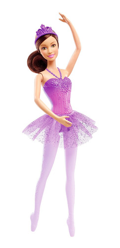 Boneca Barbie Bailarina Morena Com Vestido Roxo Mattel Dhm41