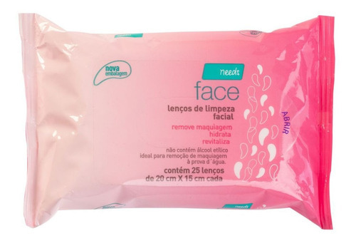 Lenço Demaquilante Para Limpeza Facial Needs Face 25un