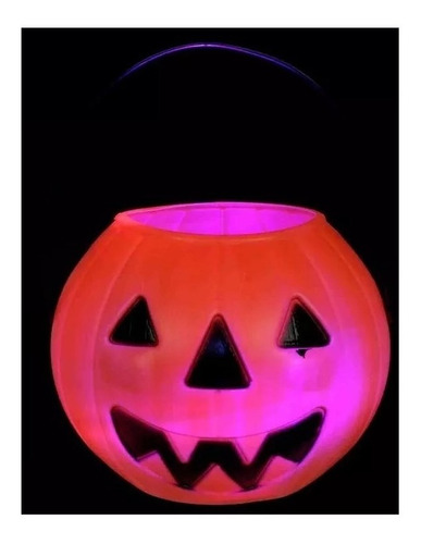Halloween Adorno Calabaza Caramelera Luminosa Con Luz Led