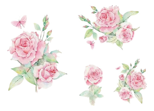 Slim Paper Decoupage - Rosas Aquarela E Borboletas