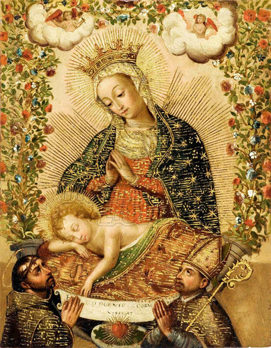 Lienzo Tela Canvas Arte Sacro Virgen Y Niño Jesús 100 X 80