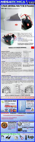 Flyback Fly Back Tv Universal De 29 Pulgadas Con Manual