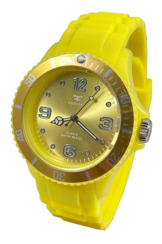 Reloj Kosiuko Mujer Hombre Silicona Amarillo Aro G 7495-322