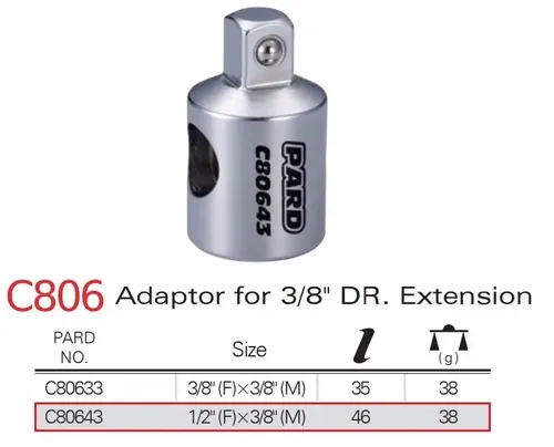 Adaptador Soquete / Extensão 1/2 (f)x 3/8 (m) C80643 Pard