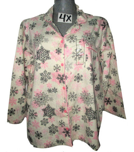 Blusa Pijama Blanco C/ Rosa Mujer Talla 4x (46/48) Joe Boxer