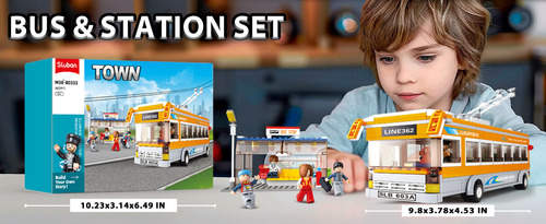Set De Construcción De Estaciones Y Autobuses Urbanos Con Mi