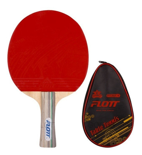 Paleta Ping Pong, 2 Estrella, Mango Largo, Lado Rojo/negro