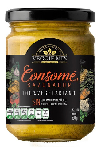 Consomé Sazonador Vegetariano Veggie Mix. Sin Glutamato 530g