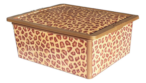 Caja Organizadora 17l San Bernardo Diseño Animal Print H Y T Color Marrón