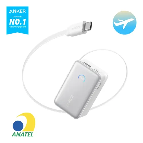 Carregador Portátil Power Bank 10000mAh 45w Anker Cor Branco Com ...