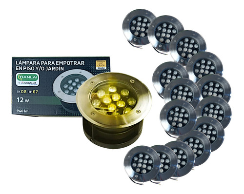 Lampara Led Luminaria Plafon Piso Jardin 12w 940lm 15 Piezas