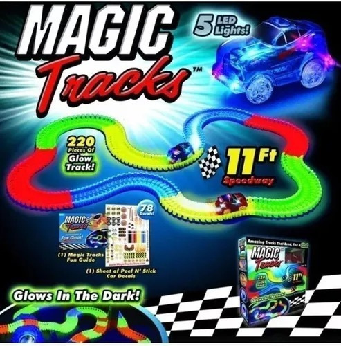 Pista Carreras Magic Track Brilla En La Oscuridad 220 Pz