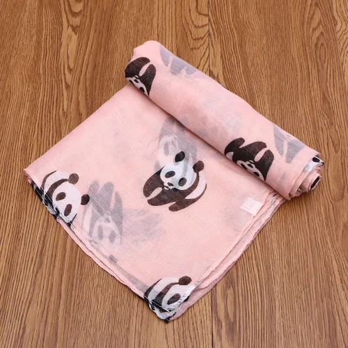 Zx Bufanda Casual De Gasa Rosa Con Diseño De Panda For Mujer