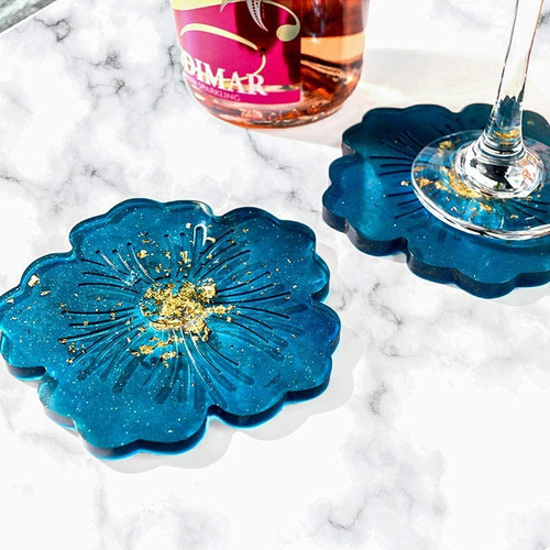 Moldes Resina Para Posavasos Flores Bandeja Pétalos Silicona