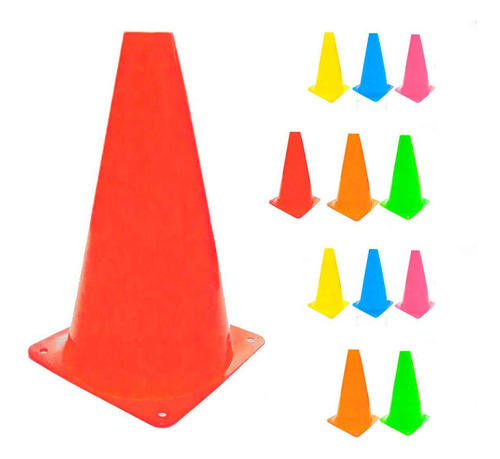 12x Mini Cone Sinalização Esportivo 23cm Agilidade Treino Cor Colorido