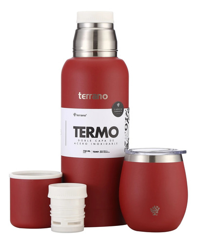 Kit Termo 750ml Slim + Mate Con Tapa + Bombilla De Regalo Eh