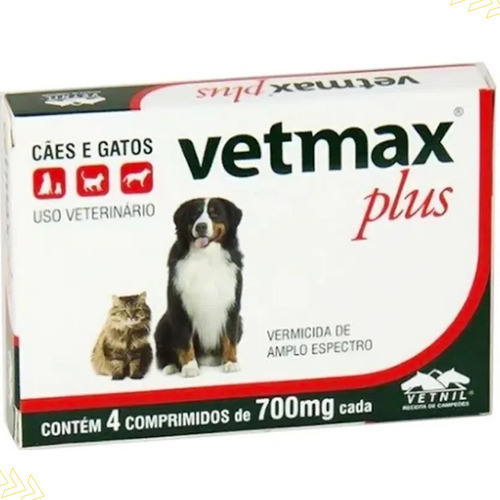 Vetmax Plus Vermífugo Caes E Gatos 4 Comprimidos Vetnil