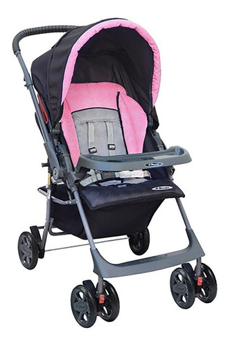 Carrinho de bebê de paseio Hércules Topázio rosa com chassi de cor cinza