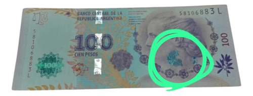 Billete De Evita Con Error Exceso De Tinta