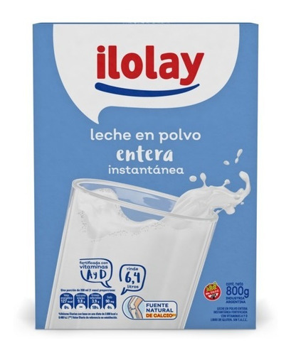 Leche Ilolay En Polvo Instantánea Entera Caja 800gr C/u.
