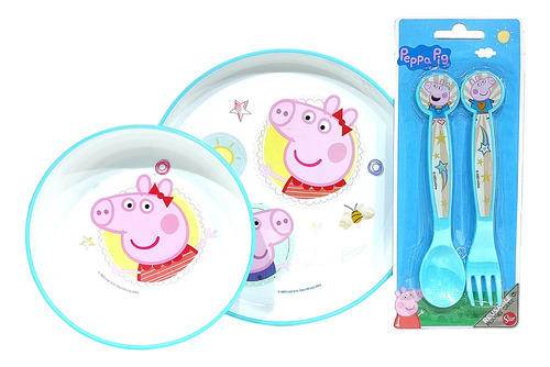 Set De Plato Playo, Bowl Y Cubiertos Infantil Peppa Pig