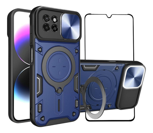 Funda Para Honor X6a 4g Anillo + Cristal Templado 9d
