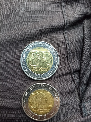 Monedas De Bicentenario 1815 De Tres Caras De Díez Pesos 