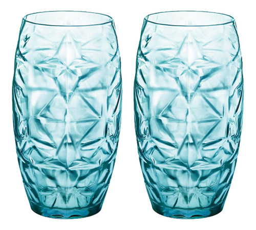 Jogo Copos De Vidro Para Suco Agua Drinks Decorativo Azul Cor Azul Transparente