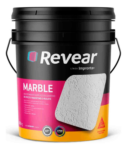 Revear Revestimiento Marble Fino/medio 30 Kg Rex Color Blanco Medio