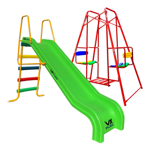 - Combo Tobogan 4 Escalones Pvc + Hamaca Gemela 1.40 Vxplay