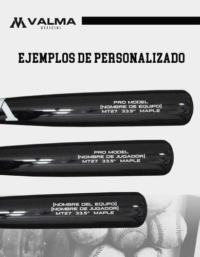 Bat De Baseball Mvalma Personalizado Pro Select Madera Maple