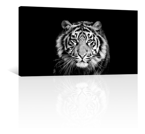 Cuadro Decorativo Canvas Animales Retrato Tigre Bn