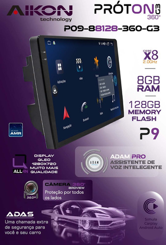 Multimidia Doblo 02/21 Proton G3 Android 14 8gb 128gb 9p Can