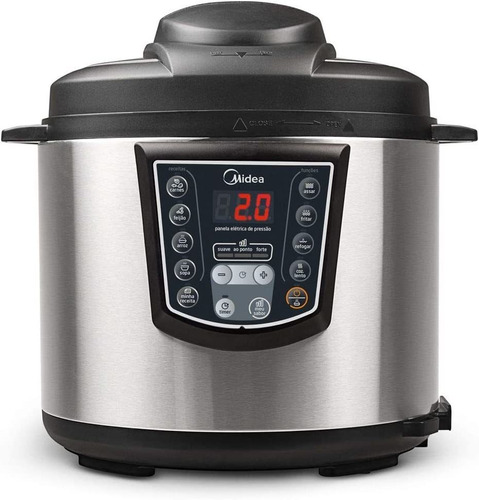 Panela Elétrica Pressão 6 Litros Midea Cor Inox com Preto 220V