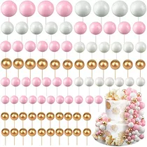 Comprar Kit De Cake Toppers Blanco Rosa Y Dorado 5 Tamaños 108pzs