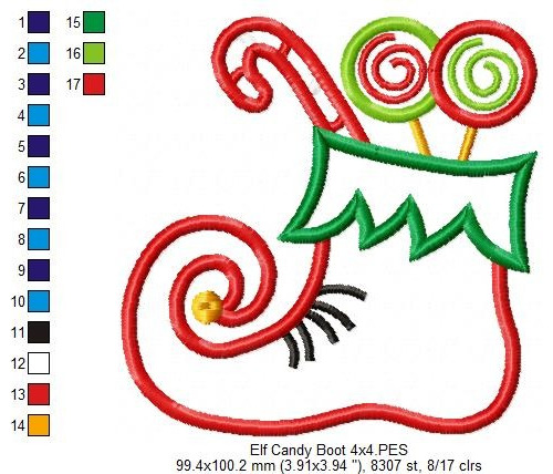Matriz Para Bordados Maquina Navidad Bota De Caramelos 1412