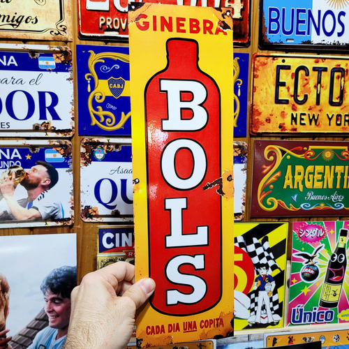 Cartel Chapa Ginebra Bols Retro Vintage Apto Exterior 