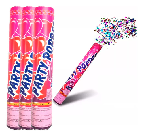 Bazuca Lanzador De Confeti Cañon Fiestas 40 Cm 3 Piezas