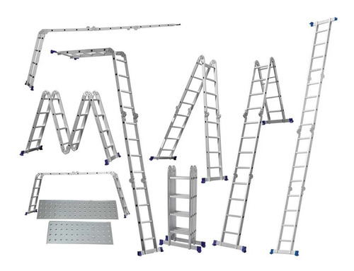 Escada Multifuncional 4x4 C/ Plataforma Alumínio 16 Degraus
