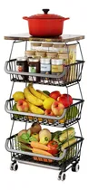 Comprar Pack2 Cesta Estante De 4 Niveles Con Ruedas De Color Negro