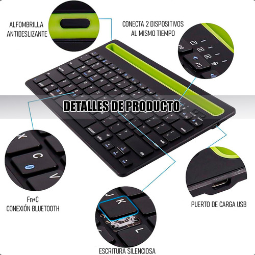 Teclado Inalámbrico Bluetooth Teclado Silencioso Recargable