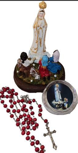 Figura Virgen De Fatima+rosario Aromatico De Rosas De Fatima