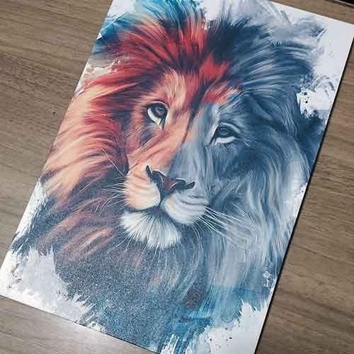 Imagem 3 de 5 de Quadro Decorativo Leão De Judá Colorido Abstrato Placa A4