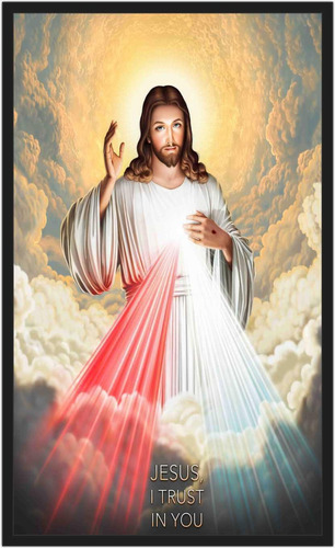 Quadro Decorativo Divina Misericórdia Jesus 100x60cm Cor Outro