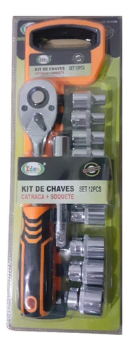 Kit Chave De Catraca Sextavado 1/2 Com Soquetes 12pçs Estojo