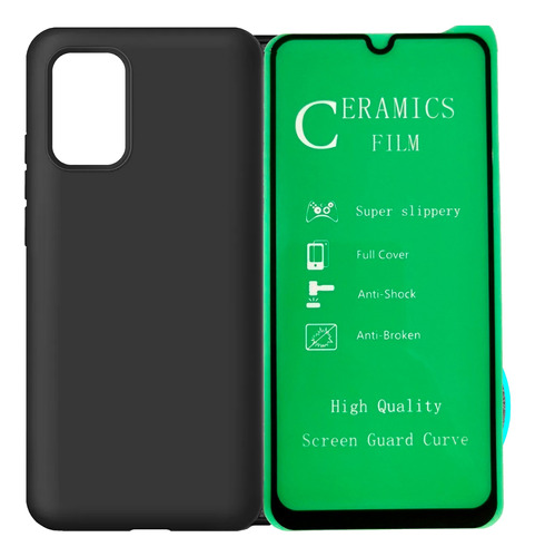 Silicone Case Con Gamuza Interna + Vidrio Para Samsung A02s