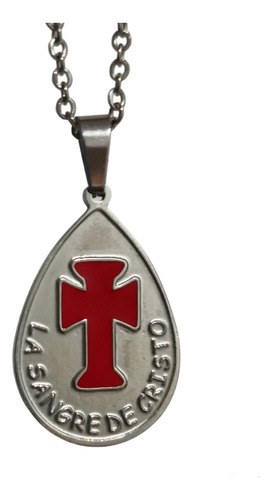 Medalla Sangre De Cristo En Acero + Cadena 