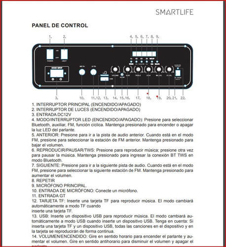 Imagen 7 de 8 de Parlante Portátil Smartlife Partybox Sl-pb115050 15 Pulgadas