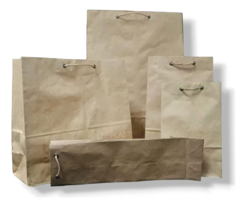 Ak-60 Bolsa Shopping Bag Papel Kraft Con Asas 30x30cm 10pzas