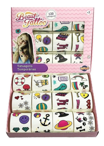 Kit 120 Tatuagens Temporarias Infantil Beaut Tattoo Da Toyng Cor Outro